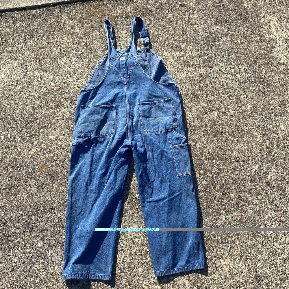 Liberty Denim Bib Overalls Farmer Carpenter Soft Worn Mens 46x30 SEE PICS Distre - Picture 11 of 15